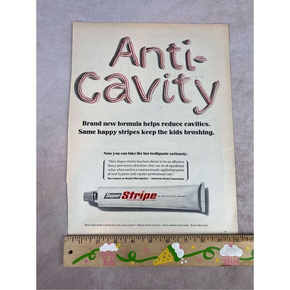 Vintage 1966 Anti-Cavity Super Stripe Toothpaste Vintage Print Ad Advertisement - Picture 6 of 6
